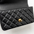 Chanel Letter Detailed Top Handle Flap Bag Lambskin Black GHW (Microchip)