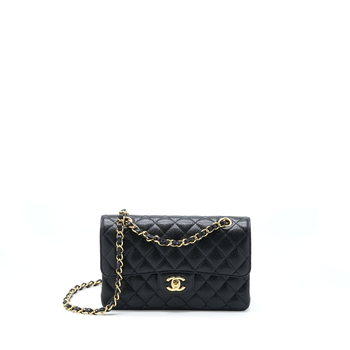 CHANEL SMALL CLASSIC FLAP BAG CAVIAR BLACK GHW(MICROCHIP)