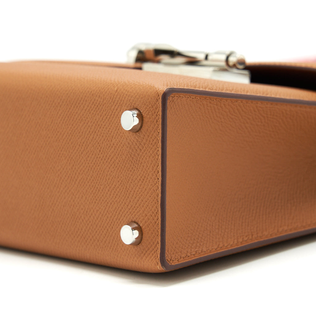 Hermes Sac Verrou 21 Epsom Gold SHW With Multicolour Strap
