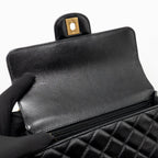 Chanel Letter Detailed Top Handle Flap Bag Lambskin Black GHW (Microchip)