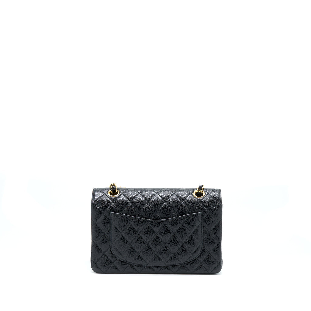 CHANEL SMALL CLASSIC FLAP BAG CAVIAR BLACK GHW(MICROCHIP)