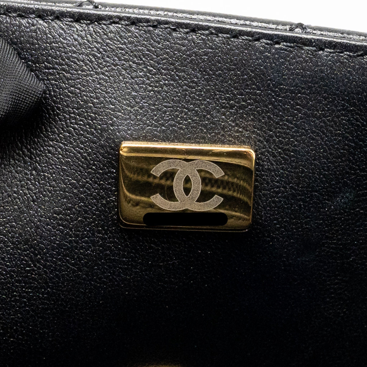 Chanel Letter Detailed Top Handle Flap Bag Lambskin Black GHW (Microchip)