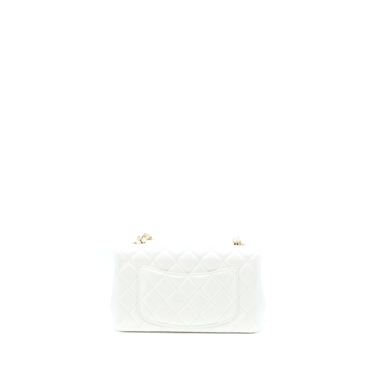 CHANEL CLASSIC MINI RECTANGULAR FLAP BAG CALFSKIN IRIDESCENT WHITE LGHW