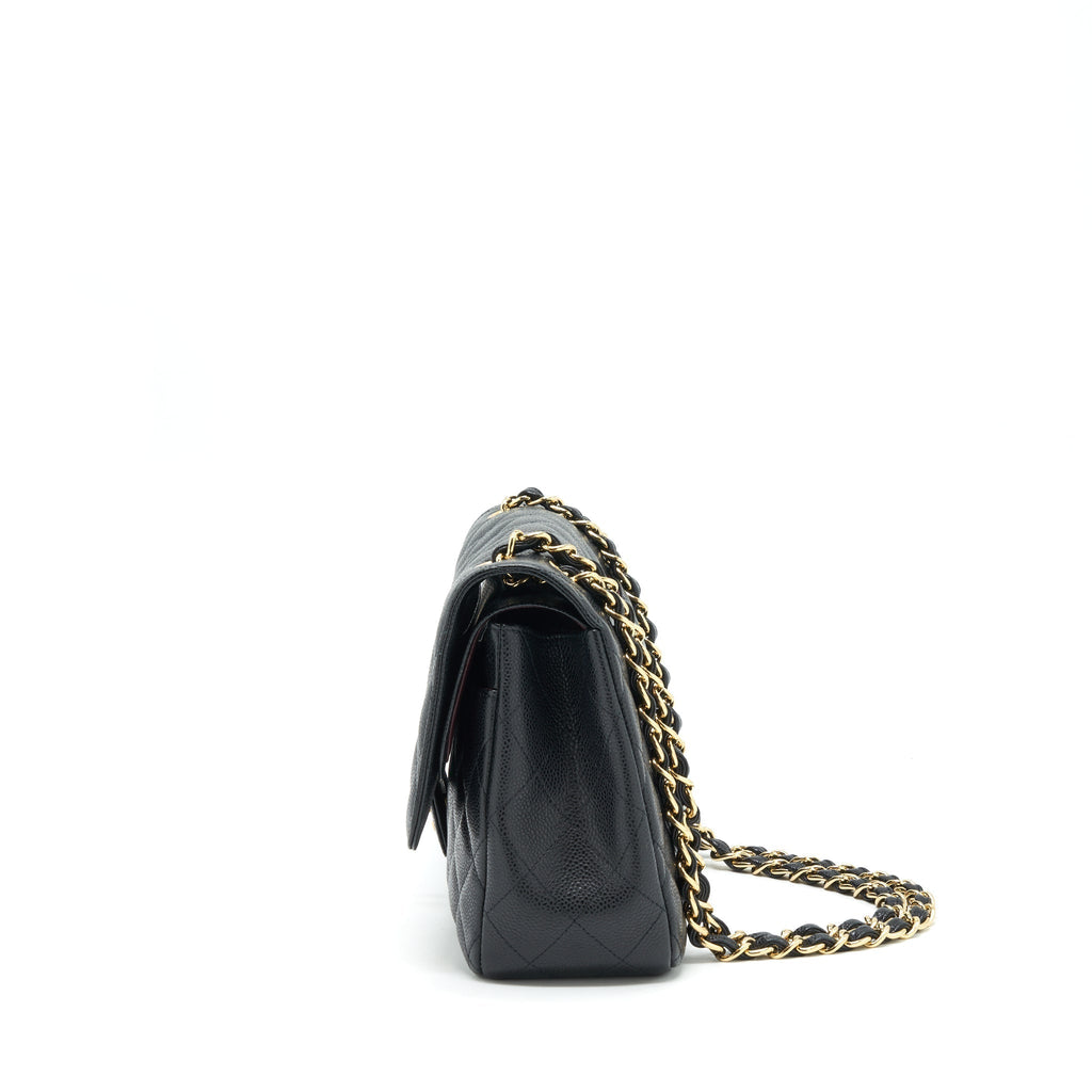 CHANEL CLASSIC JUMBO DOUBLE FLAP BAG CAVIAR BLACK LGHW