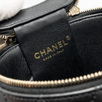 CHANEL AFTERNOON TEA TOP HANDLE VANITY CASE WITH CHAIN LAMBSKIN BLACK GHW (MICROCHIP)