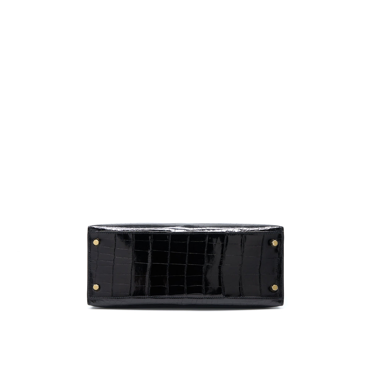 HERMES KELLY 28 SELLIER SHINY NILOTICUS CROCODILE BLACK GHW