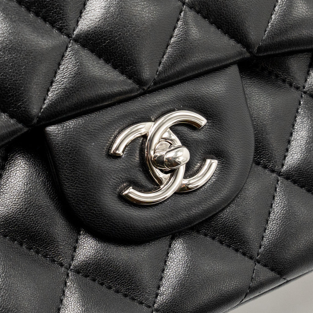 CHANEL JUMBO CLASSIC DOUBLE FLAP BAG LAMBSKIN BLACK SHW