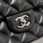 CHANEL JUMBO CLASSIC DOUBLE FLAP BAG LAMBSKIN BLACK SHW