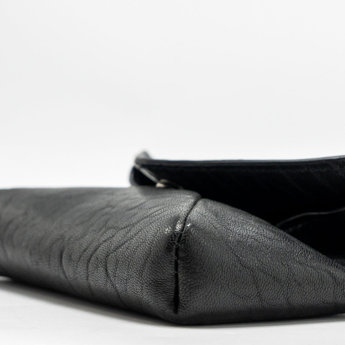 Saint Laurent/YSL Cassandre Envelope Card Case Grained Lambskin Black SHW