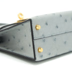 Hermes mini Kelly Ⅱ Ostrich Blue Glacier GHW