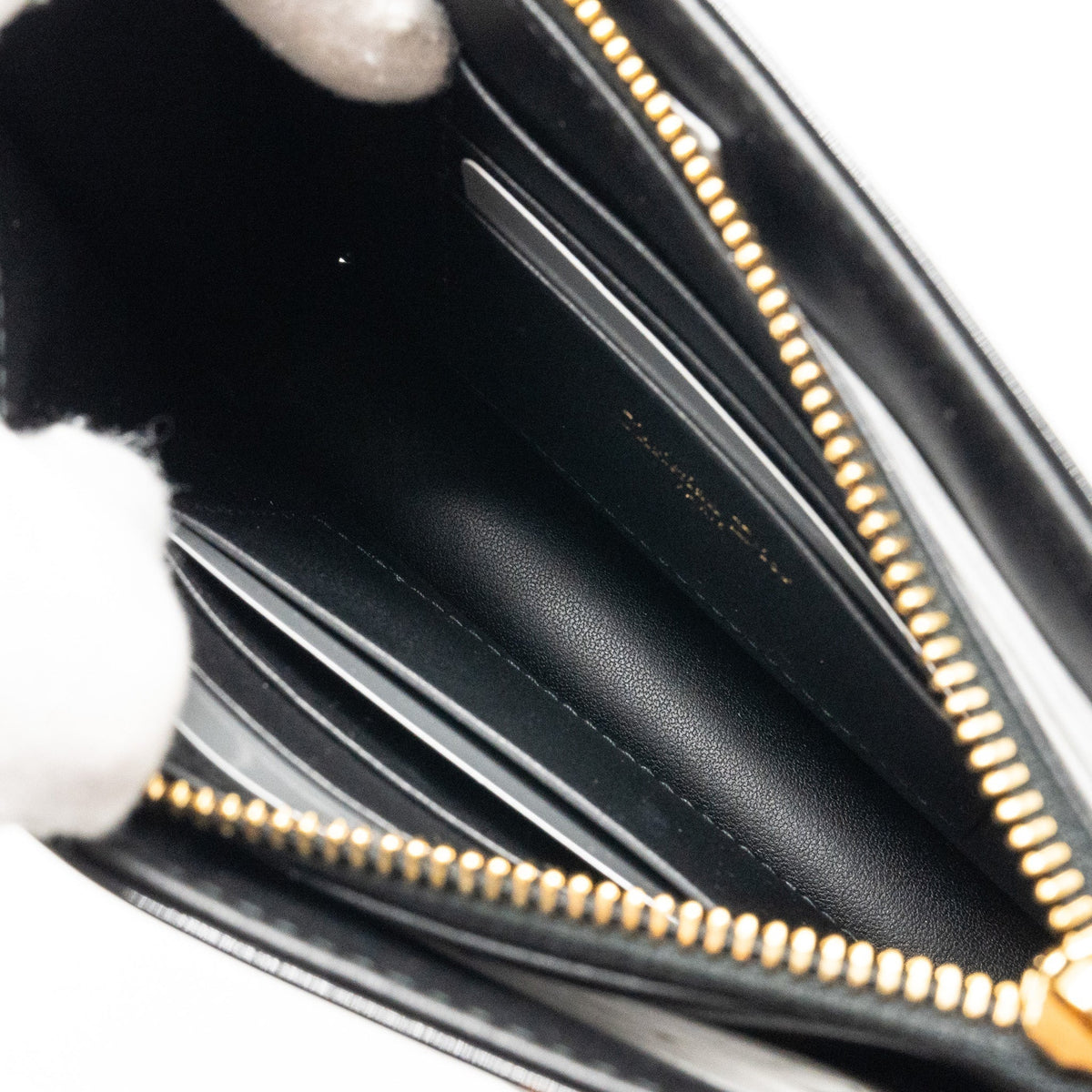 DIOR CARO POUCH WITH CHAIN PATENT CALFSKIN BLACK GHW