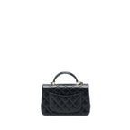 CHANEL TOP HANDLE MINI RECTANGULAR FLAP BAG LAMBSKIN BLACK LGHW (MICROCHIP)