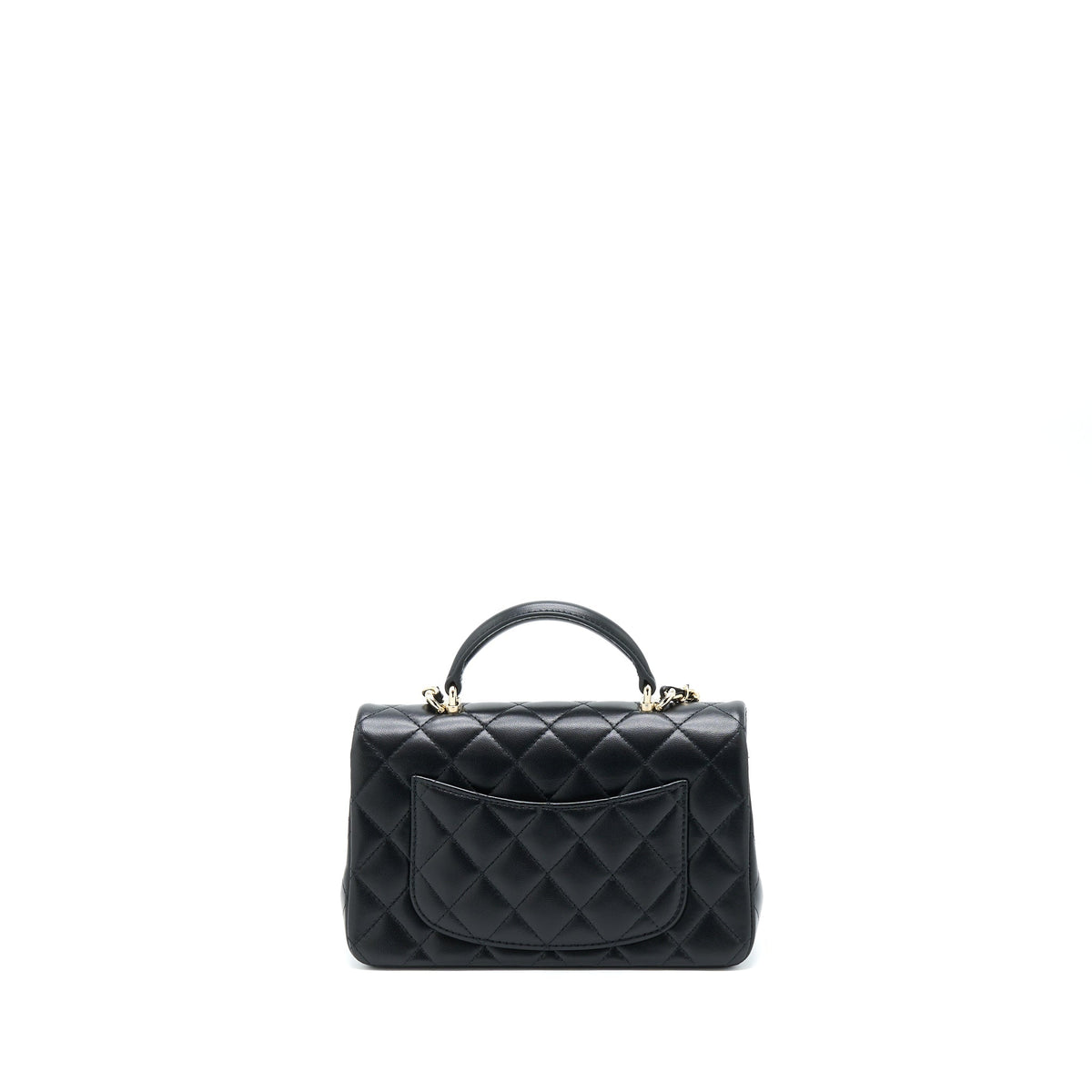 CHANEL TOP HANDLE MINI RECTANGULAR FLAP BAG LAMBSKIN BLACK LGHW (MICROCHIP)