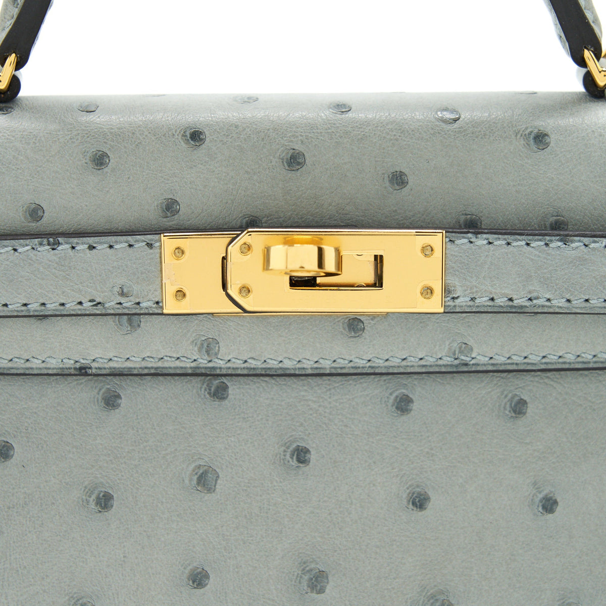 Hermes mini Kelly Ⅱ Ostrich Blue Glacier GHW