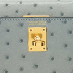Hermes mini Kelly Ⅱ Ostrich Blue Glacier GHW