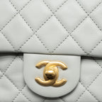 CHANEL PEARL CRUSH MINI RECTANGULAR LAMBSKIN LIGHT GREY BRUSHED GHW (MICROCHIP)