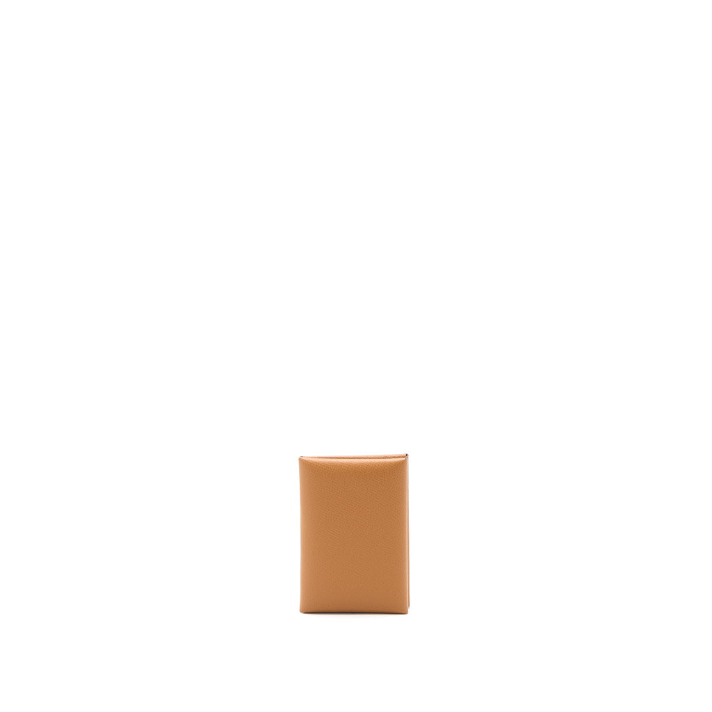 Hermes Calvi Duo Card Holder Epsom Gold SHW