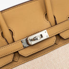 Hermes Birkin 25 Toile Swift/Canvas Biscuit SHW
