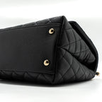 CHANEL MEDIUM COCO HANDLE FLAP BAG LIZARD EMBOSSED HANDLE CAVIAR BLACK LGHW