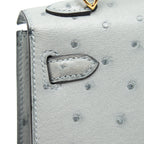 Hermes mini Kelly Ⅱ Ostrich Blue Glacier GHW
