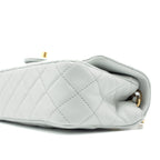 CHANEL PEARL CRUSH MINI RECTANGULAR LAMBSKIN LIGHT GREY BRUSHED GHW (MICROCHIP)
