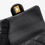 CHANEL 24P COCO LOVE MINI FLAP BAG ADJUSTABLE CHAIN CAVIAR BLACK GHW (MICROCHIP)