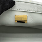 CHANEL PEARL CRUSH MINI RECTANGULAR LAMBSKIN LIGHT GREY BRUSHED GHW (MICROCHIP)