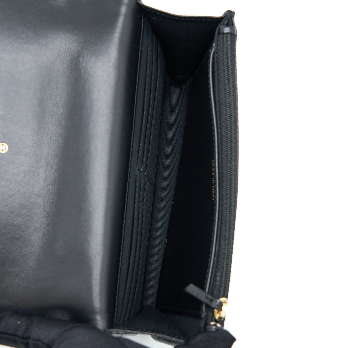 CHANEL LETTER TOP HANDLE WALLET ON CHAIN CAVIAR BLACK GHW