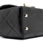 CHANEL 23K TOP HANDLE VANITY BAG SHINY CALFSKIN BLACK GHW (MICROCHIP)
