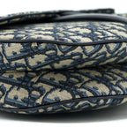 DIOR SADDLE BAG WITH REMOVABLE SHOULDER STRAP BLUE OBLIQUE JACQUARD GHW