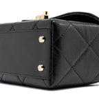 CHANEL 23K TOP HANDLE VANITY BAG SHINY CALFSKIN BLACK GHW (MICROCHIP)
