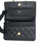 CHANEL LETTER TOP HANDLE WALLET ON CHAIN CAVIAR BLACK GHW