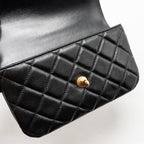 CHANEL 24S CC LOGO TOP HANDLE FLAP BAG WITH CHAIN LAMBSKIN BLACK GHW (MICROCHIP)