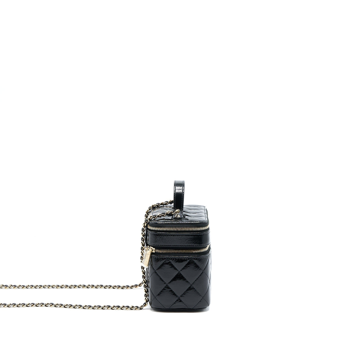 CHANEL VANITY CASE GLAZED LAMBSKIN BLACK LGHW