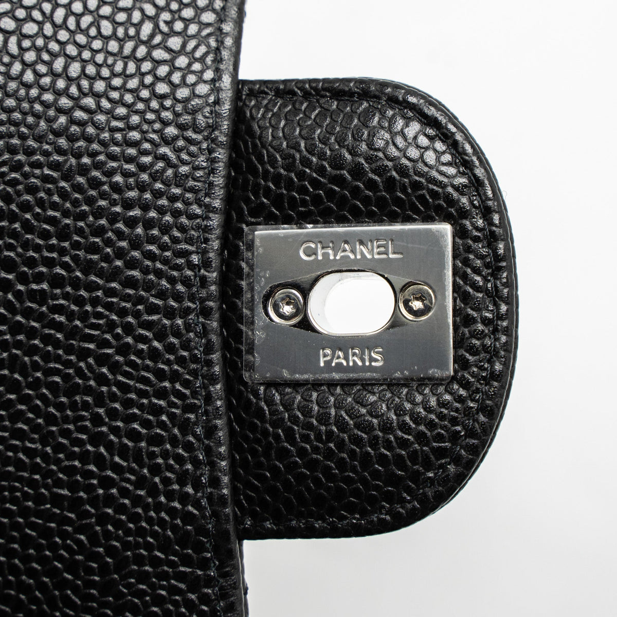 CHANEL SMALL CLASSIC DOUBLE FLAP BAG CAVIAR BLACK SHW (MICROCHIP)