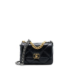 CHANEL SMALL 19 BAG LAMBSKIN BLACK MULTICOLOUR HARDWARE (MICROCHIP)