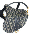 DIOR SADDLE BAG WITH REMOVABLE SHOULDER STRAP BLUE OBLIQUE JACQUARD GHW