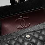 CHANEL SMALL CLASSIC DOUBLE FLAP BAG CAVIAR BLACK SHW (MICROCHIP)