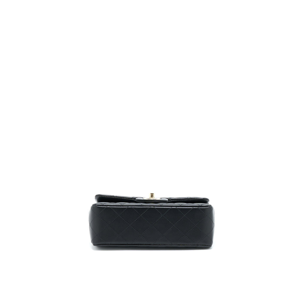 CHANEL MINI RECTANGULAR FLAP BAG LAMBSKIN BLACK LGHW (MICROCHIP)