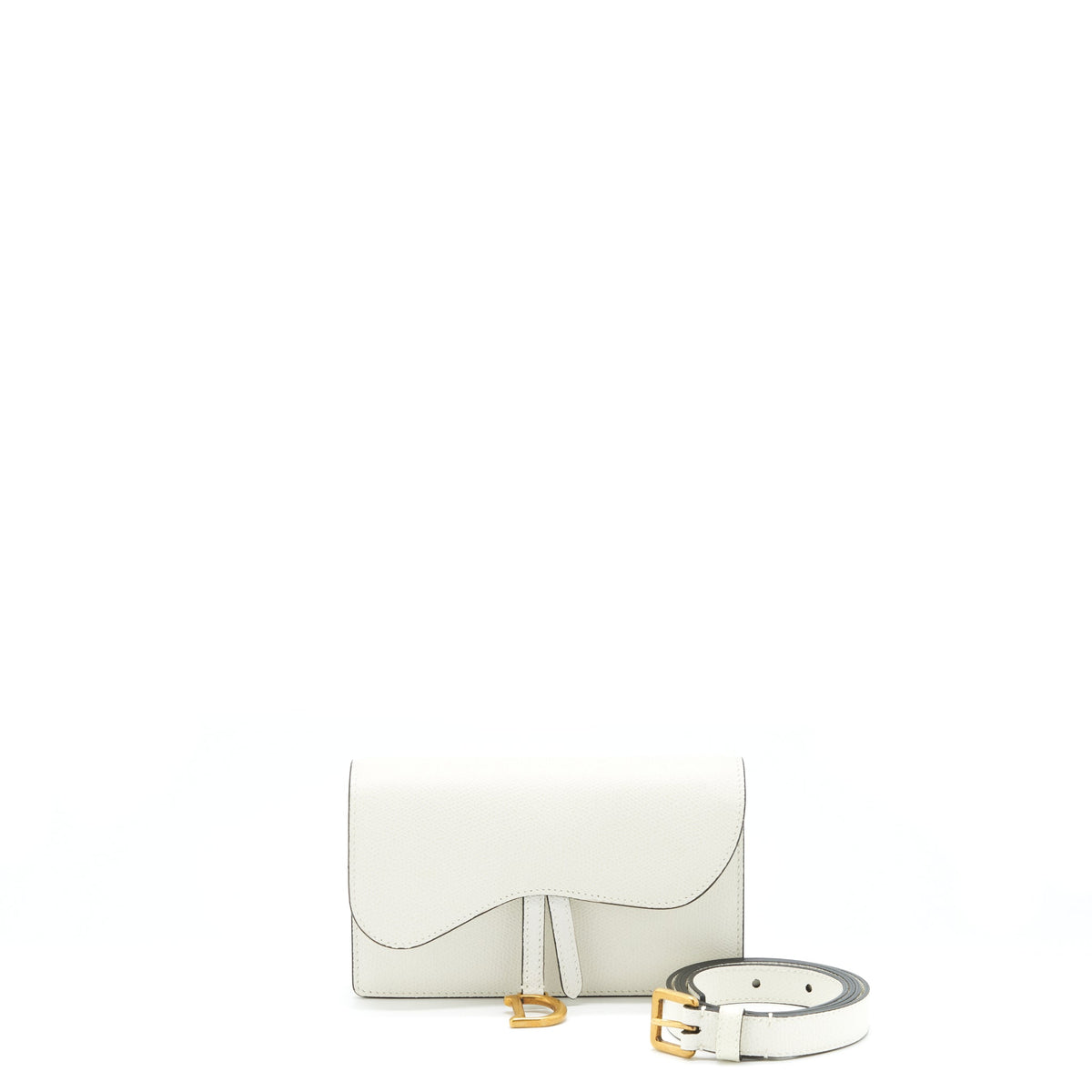 DIOR SADDLE BELT BAG GRAINED CALFSKIN WHITE GHW