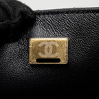 CHANEL 24S CC LOGO TOP HANDLE FLAP BAG WITH CHAIN LAMBSKIN BLACK GHW (MICROCHIP)