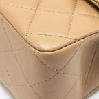 CHANEL TOP HANDLE MINI RECTANGULAR LAMBSKIN DARK BEIGE GHW (MICROCHIP)