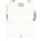 CHANEL MEDIUM BOY BAG CHEVRON LIMITED LAMBSKIN WITH PEARL WHITE SHW