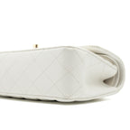 CHANEL SMALL CLASSIC DOUBLE FLAP BAG CAVIAR WHITE LGHW (MICROCHIP)