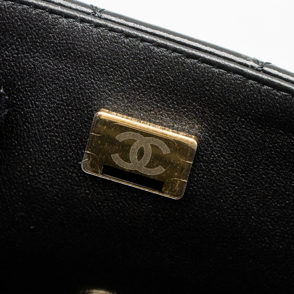 CHANEL MINI RECTANGULAR FLAP BAG LAMBSKIN BLACK LGHW (MICROCHIP)