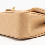CHANEL PEARL CRUSH MINI RECTANGULAR FLAP BAG LAMBSKIN BEIGE GHW (MICROCHIP)