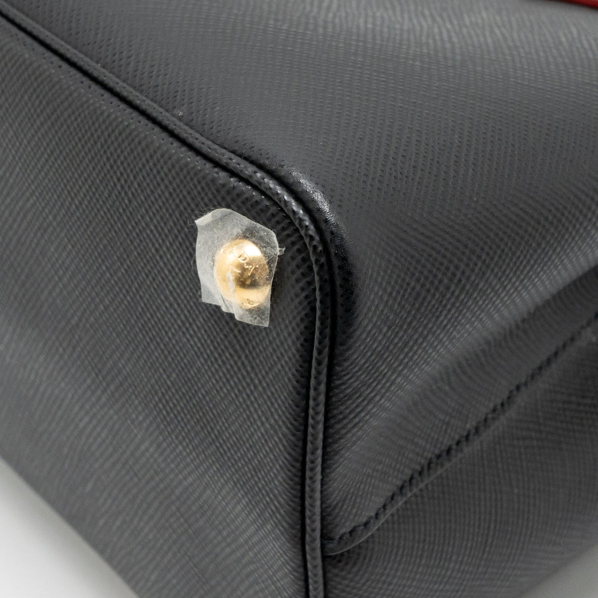 Prada double Saffiano bag leather black GHW