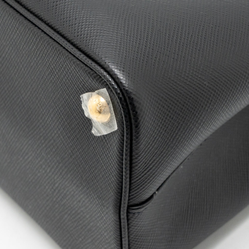 Prada double Saffiano bag leather black GHW