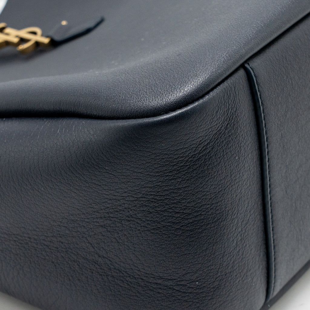 Saint Laurent/YSL Le 5 A 7 Supple Large Bag Grained Calfskin Bleu Abysse GHW