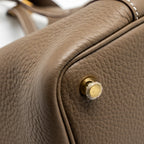 HERMES Picotin 18 Lock Bag Clemence Etoupe GHW